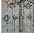 Modway - Jenica Diamant abstrait tribal marocain vieilli Tapis de comédie 8 pi l x 10 pi L - Argent, bleu, beige et brun-Résistant aux taches / Facile à nettoyer