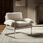 Modway - Ansel Tissu Boucle Chaise d’accent - Papier journal-Siège rembourré fixe
