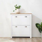 HOMCOM - Armoire à chaussures de couloir avec 2 tiroirs basculants pour 12 paires - blanc-Son design compact le rend idéal pour les petites entrées ou tout espace étroit 
