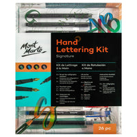 Mont Marte - Ensemble de 26 pièces de lettrage à la main Signature-Kit idéal pour les débutants: comprend les outils de base nécessaires pour débuter en lettrage à la main et en calligraphie pour les cartes, les invitations, les carnets et la pratique créative