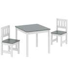Qaba - Ensemble table et chaises pour enfants, table pour tout-petits et ensemble de 2 chaises pour activités, art, bricolage, lecture pour 3-8 ans - gris-Conçu de façon ergonomique pour les enfants de 3 à 8 ans, favorisant une posture saine et l'autonomie
