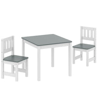 Qaba - Ensemble table et chaises pour enfants, table pour tout-petits et ensemble de 2 chaises pour activités, art, bricolage, lecture pour 3-8 ans - gris-Conçu de façon ergonomique pour les enfants de 3 à 8 ans, favorisant une posture saine et l'autonomie

