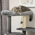 PawHut - Arbre à chat 58 po avec poteaux à griffer, lit, maison, jouets - gris-Le design moderne et les tons neutres s'harmonisent bien avec la décoration intérieure 