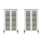 Manhattan Comfort - Ensemble de 2 armoires de décoration modernes Abbey 31,5 po - érable et blanc cassé-Armoire de décoration moderne pour bureau à domicile, salon, salle à manger et rangement supplémentaire, lot de 2