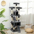 PawHut - Arbre à chat 68 po, tour condo grande à plusieurs niveaux - gris-Aiguise les griffes de votre chat et lui permet de grimper tout en protégeant vos meubles des dégâts 