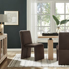 Modway - Emory Velours Performance Rembourré Fauteuil d’appoint de salle à manger - Chocolat-Cadre en bois solide