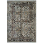 Modway - Enye Treillis floral vintage vieilli Tapis de comédie 8 pi l x 10 pi L - Brun et bleu argenté-Tapis vintage en treillis floraux vieillis