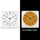 Marathon – Horloge murale surdimensionnée analogique avec veilleuse auto, boîtier blanc, cadran blanc-Rétroéclairage à DEL de couleur ambrée