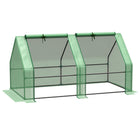 Outsunny - serre tunnel portable 6 pi x 3 pi x 3 pi avec grandes portes à glissière et bâche PE imperméable/anti-UV, vert-Avec des tubes en acier de haute qualité et une housse en PE  
