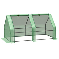 Outsunny - serre tunnel portable 6 pi x 3 pi x 3 pi avec grandes portes à glissière et bâche PE imperméable/anti-UV, vert-Avec des tubes en acier de haute qualité et une housse en PE  
