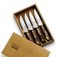 Tramontina - Churrasco Steak Knife Set with Polywood Handles and Magnetic Wooden Case - 4 Piece Set-Fabriqué en acier inoxydable traité thermiquement