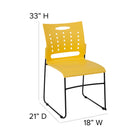 Flash Furniture - Chaise empilable jaune de la série HERCULES à base traîneau d'une capacité de 881 lb avec dossier ventilé-Quantité de pile: 5