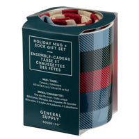 General Supply Goods + Co - Ensemble-cadeau de grandes tasses et de chaussettes des Fêtes-Ensemble-cadeau de 2 pièces comprenant une grande tasse en céramique de 473 ml (16 oz liq.) et une paire de chaussettes