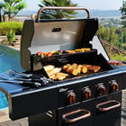 Kenmore - Barbecue au gaz à 4 brûleurs avec brûleur latéral de saisie - Noir/cuivré-4 brûleurs principaux - 10 000 BTU chacun, plus 1 brûleur latéral pour saisie (céramique rectangulaire) - 12 000 BTU.
