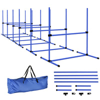 PawHut - Ensemble de 6 équipements d’agilité pour dressage de chien avec sac de transport, bleu-Ensemble de 6 haies permet à vous et votre chien de pratiquer des exercices simples et avancés 