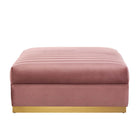Modway - Sanguine Chenal Touffé Performance Velvet Modular Sectional Sofa Ottoman - Rose poussiéreuse-Base en acier inoxydable doré