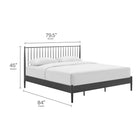 Modway - Adair Fuseau Métal Lit de plateforme King, Charbon de bois-Construction en métal de fer