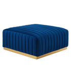 Modway - Conjure Chenal Touffé Performance Velvet Ottoman - Marine d’or-Détails du tufting du chenal