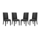 Modway - Baron Vinyle Chaise à manger Ensemble de 4 - Noir-Fauteuil d’appoint moderne élégant