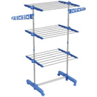 HOMCOM - Séchoir à vêtements pliable à 3 niveaux réglables - bleu-Avec 25,5 po (64,8 cm) d’espace pour le séchage des vêtements à l’intérieur 