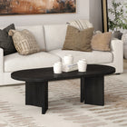 Hudson&Canal - Table basse ovale Alma 48 po de largeur - Grain noir-Finition en grain noir aspect bois