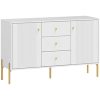 HOMCOM - Buffet moderne 47,2 po L avec rangement - blanc-Comprend trois tiroirs et deux placards, gardant votre maison propre et organisée 