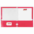 JAM Paper - Dossiers scolaires laminés brillants à 3 trous et à deux pochettes - fuchsia rose vif - Paquet de 6-Taille : 9,25 x 11,5 pouces. S'adapte facilement aux documents de 8,5" x 11".