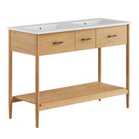 Modway - Zaire 48" Meuble de salle de bain à double lavabo - Blanc naturel-MDF et caoutchouc