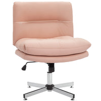 HOMCOM - Chaise de bureau sans bras croisée - rose-Le design croisé et l’assise large sans accoudoirs garantissent un confort spacieux 