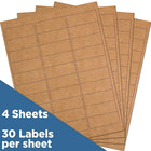 JAM Paper Étiquettes postales lisses, 2 5/8 x 1 po, papier kraft brun, 30 par page, 480 par paquet-Taille : 2 5/8 x 1 po