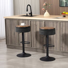 HOMCOM - Tabourets de bar pivotants avec rangement et repose-pieds - noir - paquet de 2-Couvercle réversible se retournant en plateau en bois de pin, créant une table d’appoint pratique 
