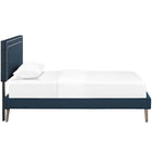 Modway - Virginia Tissu Lit à plateforme jumelle avec pattes rondes écartées, Azure-Rail central avec deux pieds de soutien