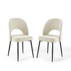 Modway - Rouse Tissu rembourré Fauteuil d’appoint de salle à manger Ensemble de 2 - Noir beige-Fauteuil d’appoint de la salle à manger
