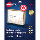 Avery - Étiquettes rectangulaires blaches avec TrueBlock, 8-1/2 po x 11 po, Paquet de 10 (5965)-8-1/2 po x 11 po, blanche