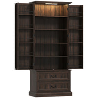 HOMCOM - Armoire de cuisine 72 po avec lumière LED et étagères de porte - brun-La lumière LED à détecteur de mouvement offre trois modes de détection avec une luminosité et une température de couleur réglables 