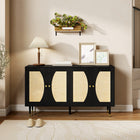 HOMCOM - Buffet 55,1 po L, armoire de rangement - noir-Les charnières à fermeture douce assurent une fermeture lente et silencieuse des portes 