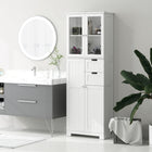 HOMCOM - Armoire de rangement moderne haute pour salle de bain ou cuisine - blanc-Design polyvalent, adapté aux cuisines, bureaux ou salons 