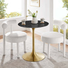 Modway - Lippa Rond de 28 po Faux marbre Table à manger, Or Noir-Socle métallique résistant aux éclats