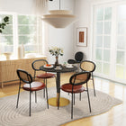 HOMCOM - Table à manger ronde avec plateau effet marbre pour cuisine - noir-Plateau en MDF avec finition peinture protectrice 