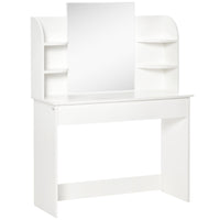 HOMCOM - Coiffeuse avec miroir - 42,5 po L x 15,75 po l x 56 po H - blanc-Il a un design moderne et élégant 