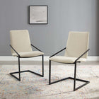 Modway - Pitch Tissu rembourré Fauteuil à manger Ensemble de 2 - Noir beige-Acier inoxydable noir mat
