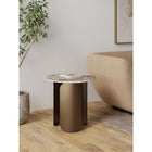 Manhattan Comfort - Table d’appoint Monica 19,68 po style moderne et glamour - Or-Magnifique plateau de table en pierre frittée