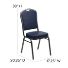 Flash Furniture – Chaise banquet empilable Hercules, dos couronne, vinyle marine, siège de 2,5 po, structure argentée, 4/paq-Cadre en acier de calibre 16