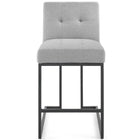 Modway - Privy Acier inoxydable noir Tissu rembourré Tabouret de comptoir - Noir Gris clair-Aucune assemblée requise