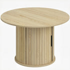 HOMCOM - Table basse ronde 31,5 po avec rangement - bois naturel-Le design à colonnes à lattes avec finition bois naturel ajoute de l’élégance et assure une stabilité robuste