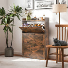 HOMCOM - Armoire à chaussures étroite style ferme - brun rustique-Conception étroite adaptée aux petites entrées pour un gain de place 