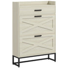 HOMCOM - Armoire à chaussures étroite avec 2 portes rabattables et tiroir supérieur - blanc vieilli-Design compact, idéal pour les petites entrées, les couloirs ou tout espace étroit 