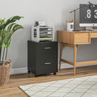 Vinsetto - Caisson mobile à 2 tiroirs pour dossiers lettre/A4 avec roulettes - noir-Grande capacité de rangement avec deux tiroirs pour dossiers, cahiers, magazines et autres fournitures de bureau 
