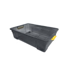 Modern Homes - Bac de rangement avec couvercle - 28 L - Gris translucide avec poignées jaunes-Design gris translucide permettant d’identifier rapidement les articles rangés