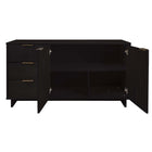 Manhattan Comfort - Buffet moderne Granville 140 cm - Noir-Doté d'une épaisseur de panneau de 25 mm fabriqué en bois massif de haute qualité et d'une façade de tiroir nervurée en bois massif